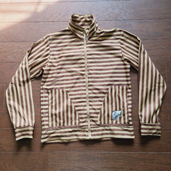 RIDE SNOWBOARDS Zip-Up Jacket with Thumb Holes, BROWN Striped, Pockets. - Picture 1 of 16